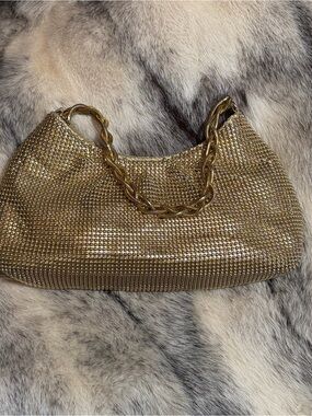 Whiting & Davis Gold Mesh Evening Clutch with Chain Handle